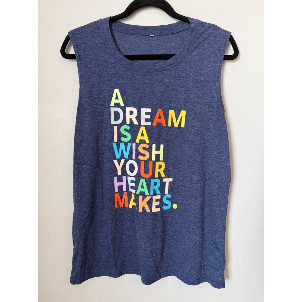 Disney Cinderella Tank Top Womens Large Blue Muscle Tee Graphic Vacation